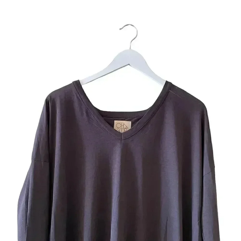 NWT Chaser V NECK TULIP BACK PULLOVER Union Black Long Sleeves Women’s Blouse M